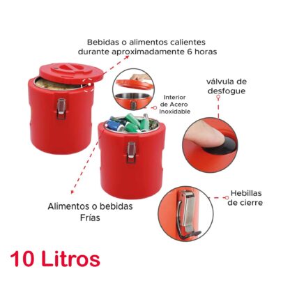 Cava Nevera Redonda Roja 10 Litros - Imagen 8