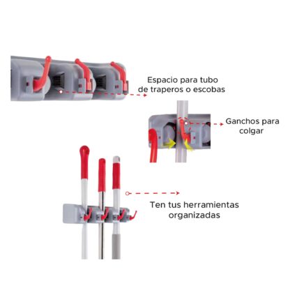 Soporte para Trapero y Escoba 3 Puestos - Imagen 7
