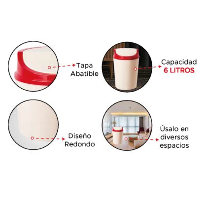 Caneca Redonda Plástica 6 Litros - Imagen 7