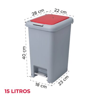 Caneca Cuadrada Plástica con Pedal 15 Litros - Imagen 8