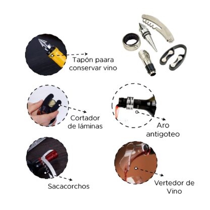 Estuche de Botella con Accesorios para Vino Grande- 5 Herramientas - Imagen 11