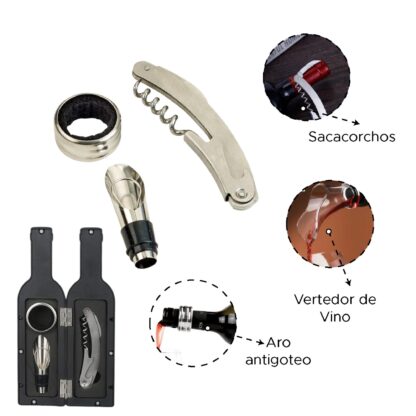 Estuche de Botella con Accesorios para Vino - 3 Herramientas - Imagen 9