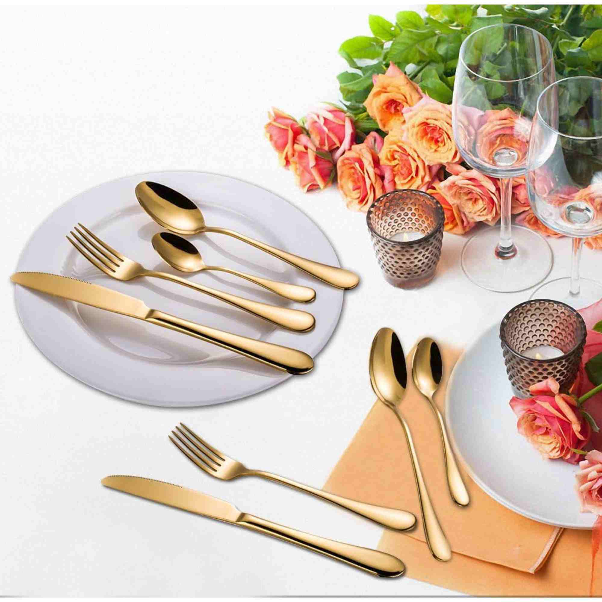 Estuche cubiertos acero inoxidable dorados 24 piezas - Imagen 7