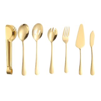 Set de 7 Cubiertos para Servir Dorado