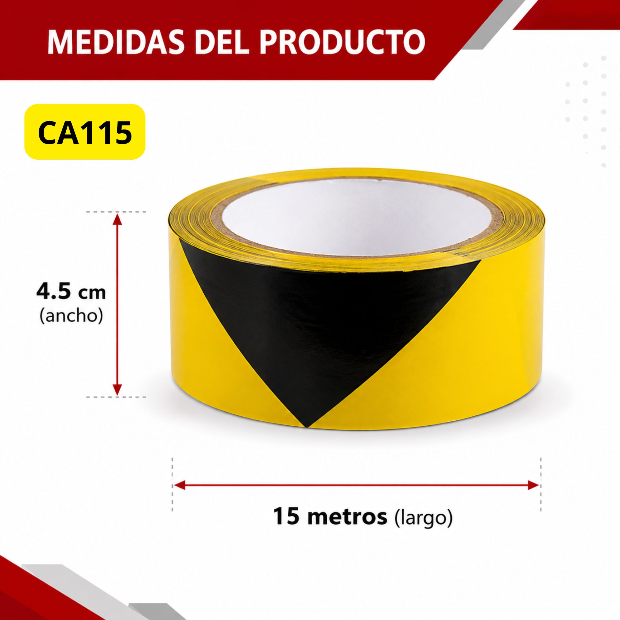 Cinta adhesiva señalizadora Negro Amarilla - Imagen 5