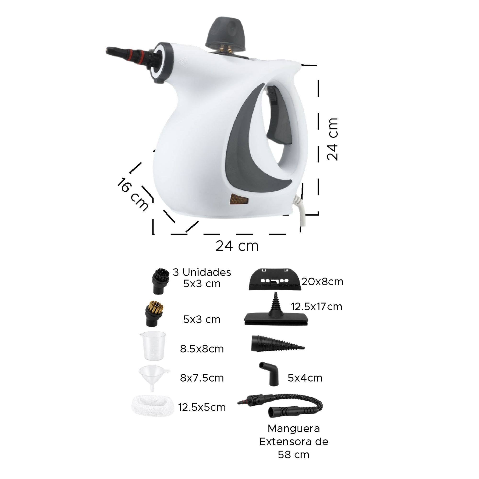 Limpiador a Vapor Pro 110°C Blanco Multifuncional - Imagen 5