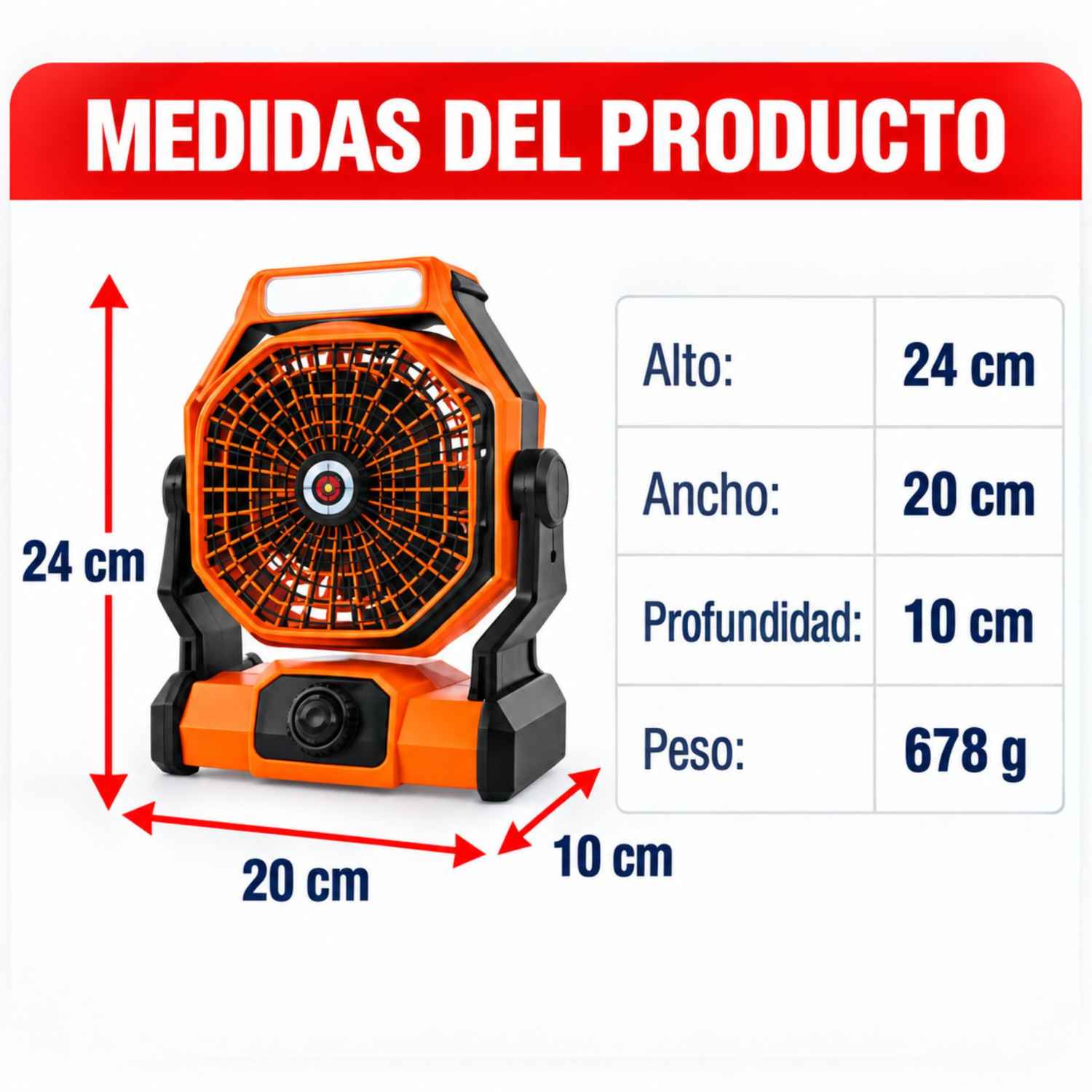 Ventilador portátil con luz LED - Imagen 4